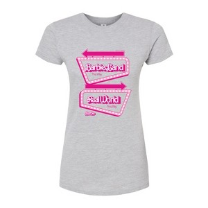 Women's - Barbie - Barbieland Real World This Way Signs Fitted Graphic T-Shirt - 1 of 3