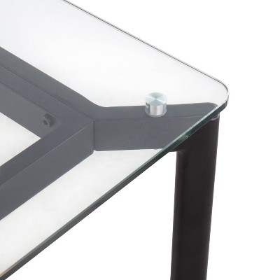 Contemporary 47'' Black Steel and Clear Glass Home Office Desk