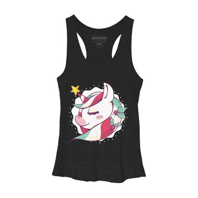 Women's Design By Humans Striped Christmas Unicorn By rasok Racerback Tank Top