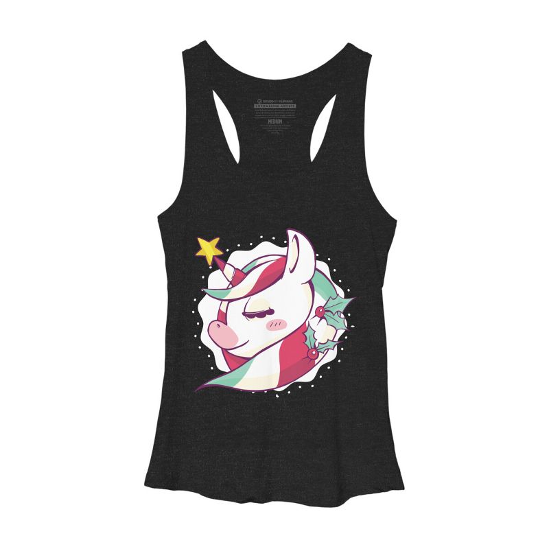 Women's Design By Humans Striped Christmas Unicorn By rasok Racerback Tank Top, 1 of 4