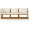3-Seater Patio Sofa with Cushion Cream Solid Acacia Wood vidaXL - 3 of 4