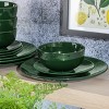 Simply Essential Coupe 12 Piece Round Stoneware Dinnerware Set in Hunter Green - 4 of 4