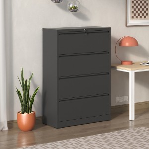 ACEPANO 52.36 in. H Metal Lateral File Cabinet with Lock & 4 Drawers for Office & Home-Black - 1 of 4