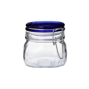 Bormioli Rocco Fido Jar with Blue Lid, Made of Premium Quality Italian Glass, Airtight Seal with Gasket - 1 of 4