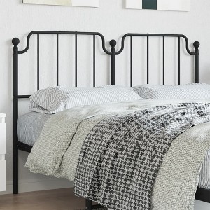 vidaXL 59.1" Metal Headboard in Black - Sturdy Steel Construction with Powder-Coating, Classic Design for Enhanced Bed Frame & Excellent Back Support - 1 of 4