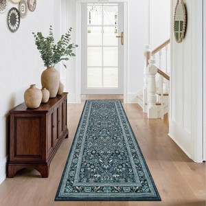 Extra Large Rug Vintage Floral, Washable Foldable Non-Slip Low Pile Carpet, Soft Non-Shedding Mat for Living Room Office - 1 of 4