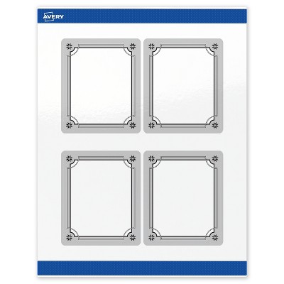 Avery Labels, 4" x 3-1/3", Silver-Metallic Black, Glossy, 40ct