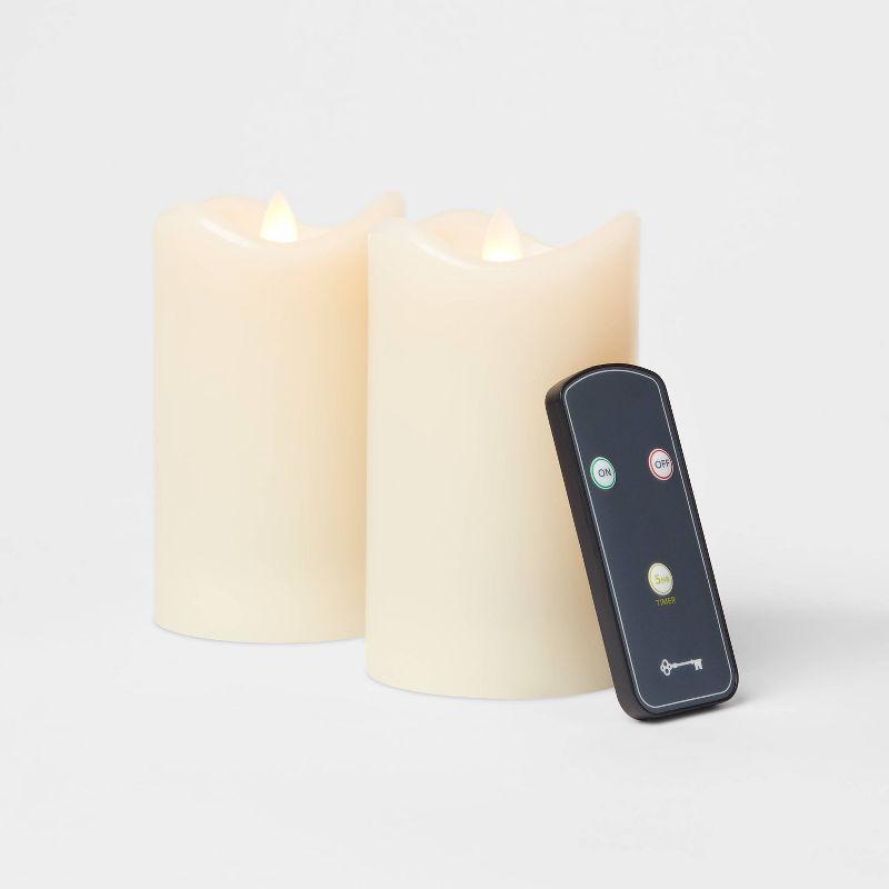 2pk 5&#34; x 3&#34; LED Flickering Flame Candle Cream - Threshold&#8482;, 4 of 12