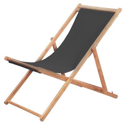vidaXL Beach Chair Grey Solid Eucalyptus wood and Polyester fabric Medium