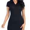 Slickblue Women's Polo Style Mini Dress, Rib Knit Bodycon Fit, Casual Short Sleeve, 8 Color Options, Size S-L - 3 of 4