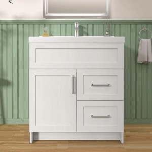 Bath Vanity Cabinet without Top 30 in. W x 21.5 in. D x 33.5 in. H Bathroom Vanity in White with Brushed Nickel Handle - 1 of 4