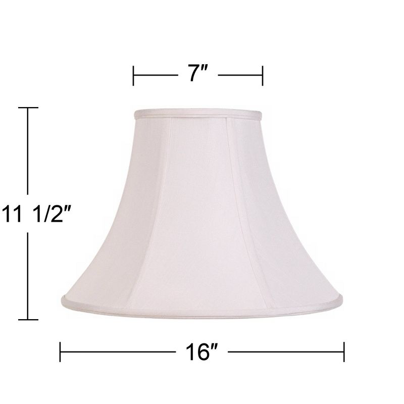 Imperial Shade White Medium Bell Lamp Shade 7" Top x 16" Bottom x 12" Slant x 11.5" High (Spider) Replacement with Harp and Finial, 5 of 8