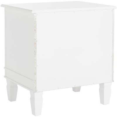 Transitional Kira 3-Drawer White Wood Nightstand with Silver Pulls