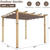 10 ft ×10 ft  Aluminum Wood Outdoor Pergola with Retractable Waterproof, Reinforced Four-Sided Base,Curtain, Adjustable Roof - 3 of 4