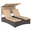 Costway Outdoor Daybed with Adjustable Backrests 2-Person PE Rattan Patio Bed with Canopy - 2 of 4