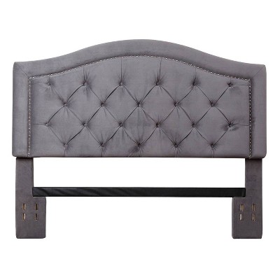 Full Queen Lillian Tufted Velvet Headboard Gray - Abbyson Living