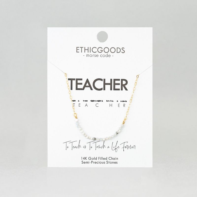 ETHIC GOODS Women's Dainty Stone Morse Code Necklace [TEACHER], 3 of 6