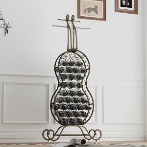Cello Shape Wine Bakers Rack, 32-Bottle Freestanding Wine Rack With Storage Bottle, Wine Storage For Liquor And Wine, Organizer For Kitchen - 1 of 4