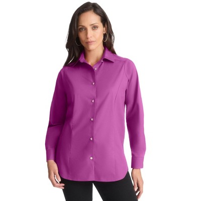 Jessica London Women's Plus Size Wrinkle-Free Stretch Poplin Shirt