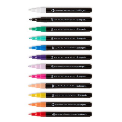 KINGART Pro Paint Pens Extra Fine Tip, 12 Colors