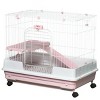2 Level Indoor Rabbit Cage with Wheels,32'' Small Animal Hutch for Bunny,Chinchilla,Guinea Pig,Removable Tray And Ramp-LAOTIES - 4 of 4