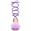 Allegra K Women's Faux Fur Slingback Block Heels Lace Up Sandals - 2 of 4