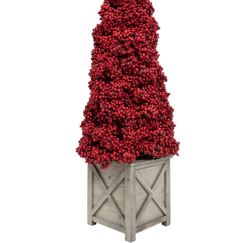Allstate Floral 3.3 FT Red Berry Cone Potted Christmas Topiary, 5 of 6