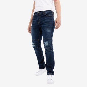 RAW X Men's Stretch Moto Denim Jeans(plus size pants in available) - 1 of 4