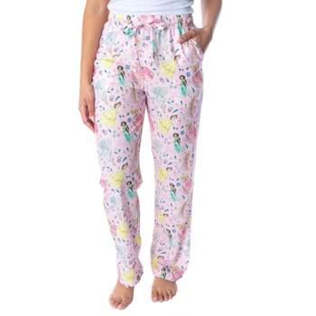 Disney Princess Women's Allover Princess Silky Soft Sleepwear Pajama Pants Light Pink