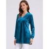 INSPIRE CHIC Women's Velvet V-neck Long Sleeve Solid Tunic Loose Blouse - 3 of 4