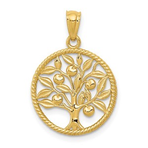 Black Bow Jewelry 14k Yellow Gold Round Tree of Life Pendant, 16mm (5/8 inch) - 1 of 4