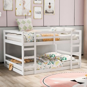 NicBex Full/Twin Over Full/Twin Solid Wood Bunk Bed with Double Ladder,Modern Bed Frame for Kids Room,Bedroom - 1 of 4
