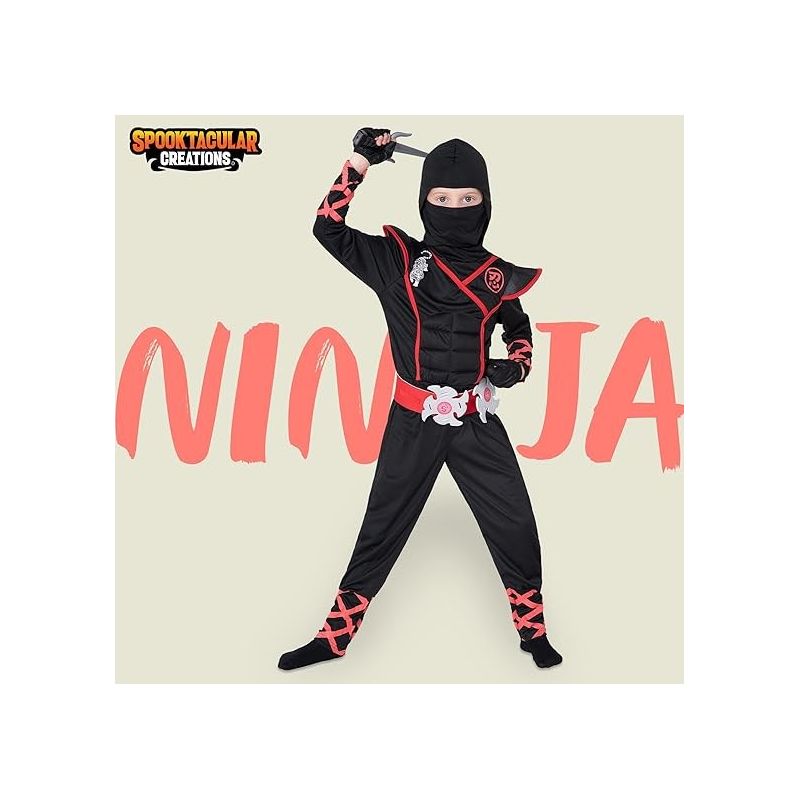 Syncfun Ninja Costume Deluxe Ninja Costume for Boys Halloween Ninja Costume Dress Up, 2 of 6