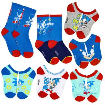 Sonic The Hedgehog Boys Week of Socks Ankle and Crew 7 Pair Gift Box Set Multicoloured