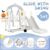 Toddler Slide and Swing Set 5 in 1,Kids Playground Climber Slide Playset with Basketball Hoop Freestanding Combination for Babies Indoor Outdoor Grey - 4 of 4