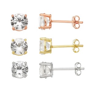 Designs By Gioelli Sterling Silver Created White Sapphire Stud Earrings Set - 1 of 2