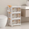 VECELO 3/4 Tier Stackable Storage Bins with Lid and Wheels  Collapsible Plastic Closet Storage Cabinet Home Organizer Beige - 4 of 4