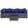 vidaXL 4 Piece Patio Lounge Set with Cushions Gray Poly Rattan - 4 of 4