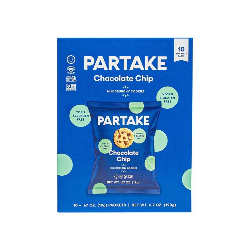Partake Crunchy Mini Chocolate Chip Cookie Snack Packs - 6.7oz/10ct, 1 of 11