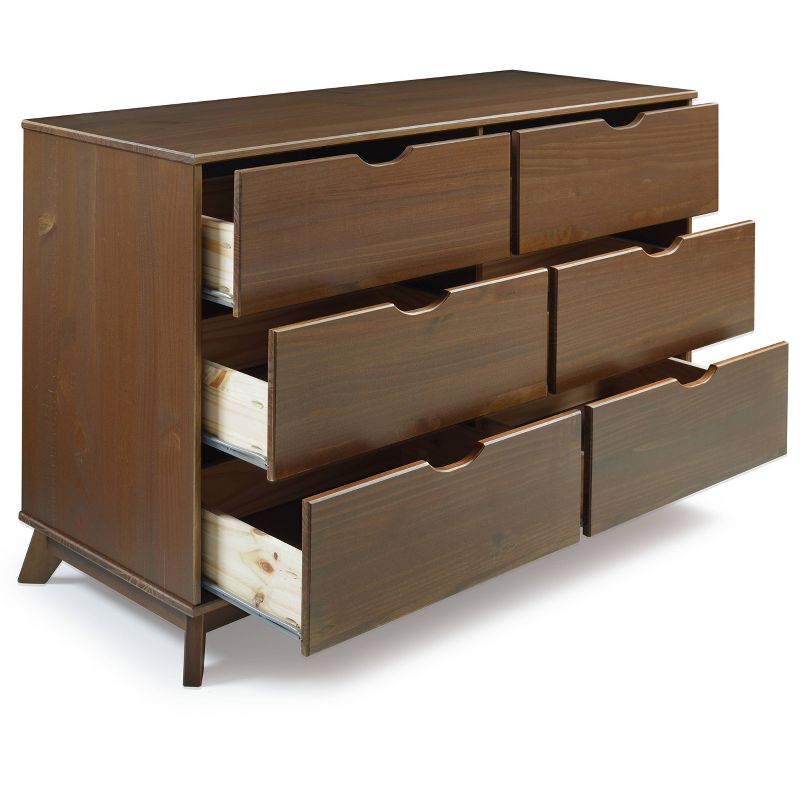 Pensy Solid Wood Mid-Century Modern 6 Drawer Dresser Walnut - Powell, 5 of 8