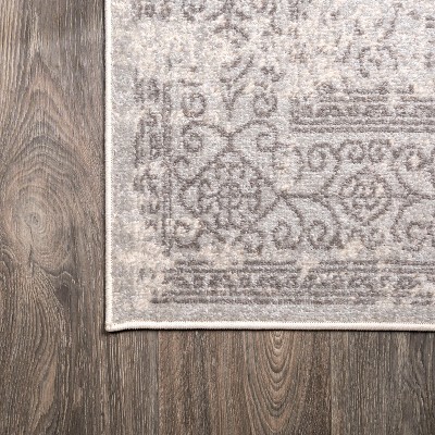 Mediterranean Filigree Easy-Care Synthetic Area Rug in Gray/Dark Gray