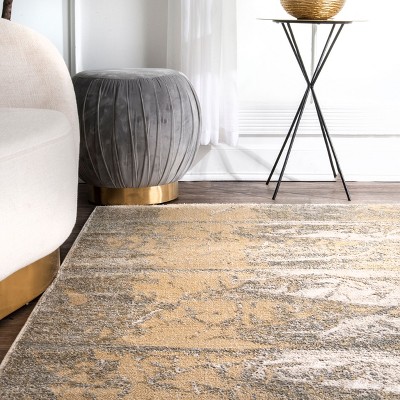Gold and Silver Abstract 4' x 6' Reversible Area Rug