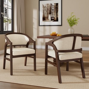 Christopher Knight Home Appleby Rubberwood Upholstered Dining Arm Chair with Curved Design (Set of 2) - 1 of 4