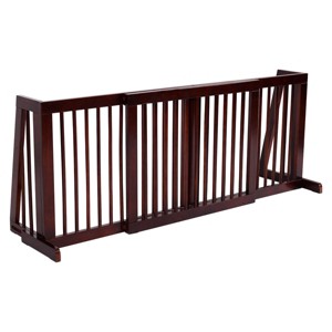 Costway Folding Adjustable 3 Panel Wood Pet Dog Slide Gate Safety Fence - 1 of 4