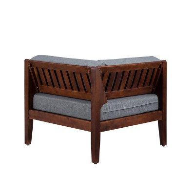 Summerlyn Walnut Corner Chair with Gray Performance Fabric