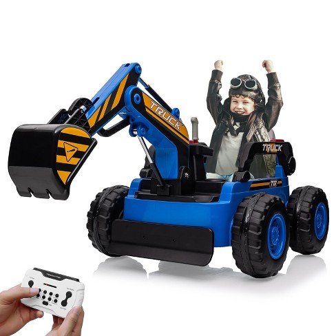 12v Kids Ride On Excavator Digger Truck With Remote Control Electric Digging Arm Target