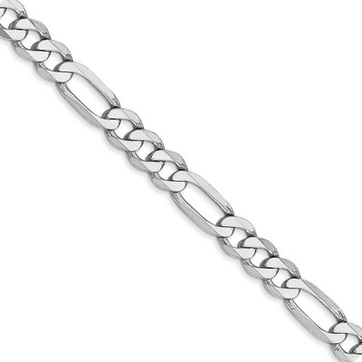 Black Bow Jewelry Men's 5.5mm 14k White Gold Flat Figaro Chain Necklace