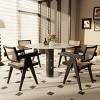 39" Modern Round Black Pedestal Dining Table with Faux Marble Stone Top, Small Kitchen Table for Living Room or Dining Room-The Pop Hom - 2 of 4
