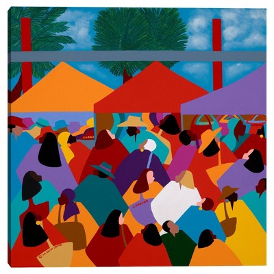 35" x 35" Curacao Market by Synthia Saint James Canvas Art Print - Masterpiece Art Gallery