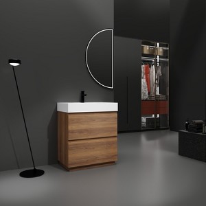 NicBex 30" Freestanding Bathroom Vanity with/whitout Top Resin Sink,Chic Bathroom Storage Cabinet with 2 Drawers,1.38"Pre-drilled Faucet(No Faucet) - 1 of 4